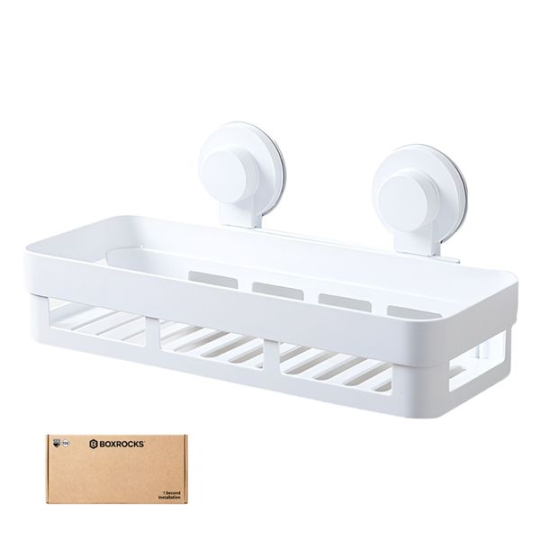Waterproof Bathroom Wall Shelf Shower Basket Storage Organizer - White