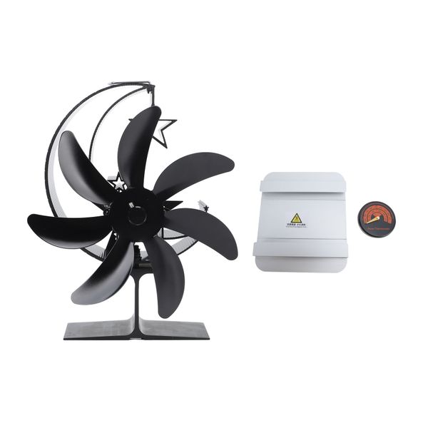 Seven Blade Silver Outdoor Fan Eco Thermometer Board