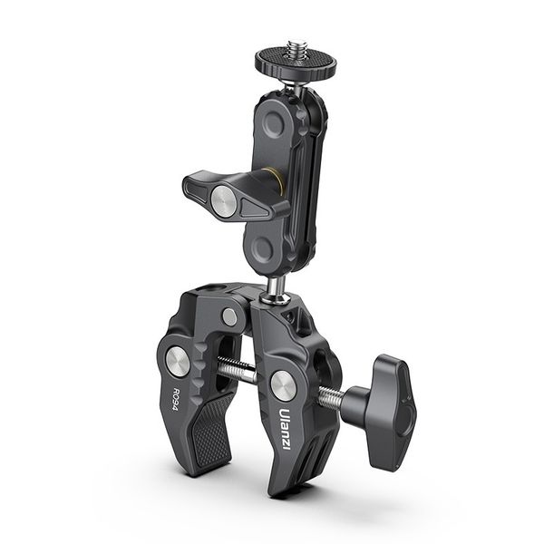 Camera crab clamp with double ball head magic arm clamp and 1/4 "3/8" hole