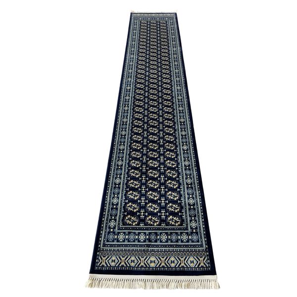 Persian Rugs Oriental Bukhara Design Navy Runner/Rug