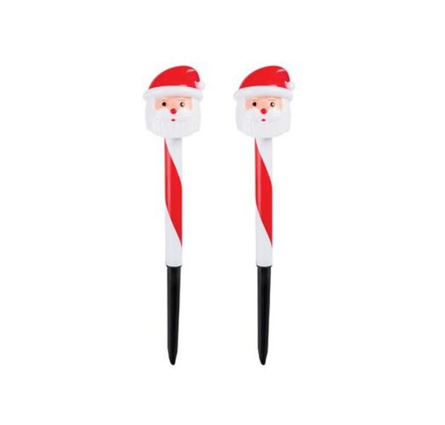 Father Christmas Solar Garden Lights - Set of 2