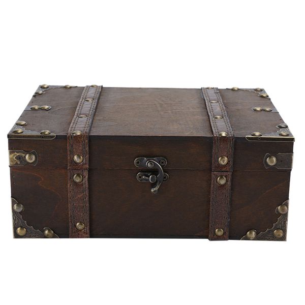 Vintage Lockable Wooden Jewelry Chest Home Decor Storage