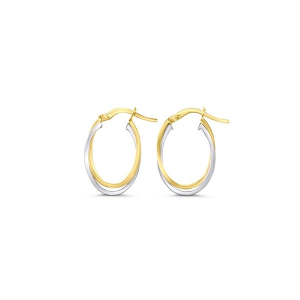 Vixen Two Tone Yellow and White Gold Oval Hoops