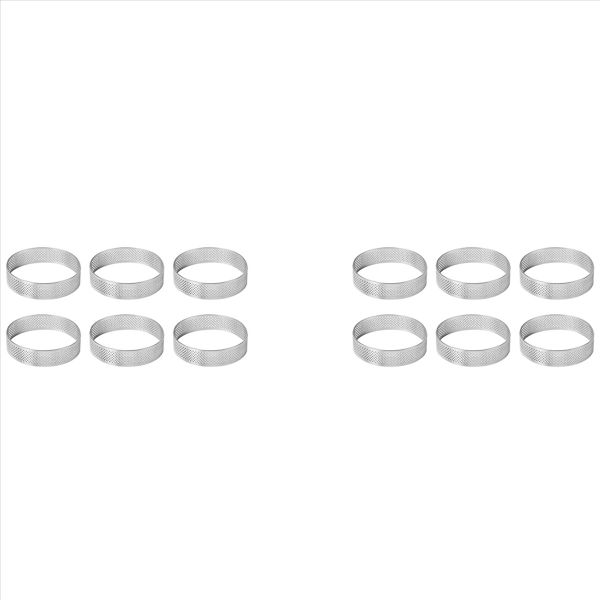 Cake Ring Molds 12Pcs Stainless Steel Porous Tart Ring With Holes 7Cm