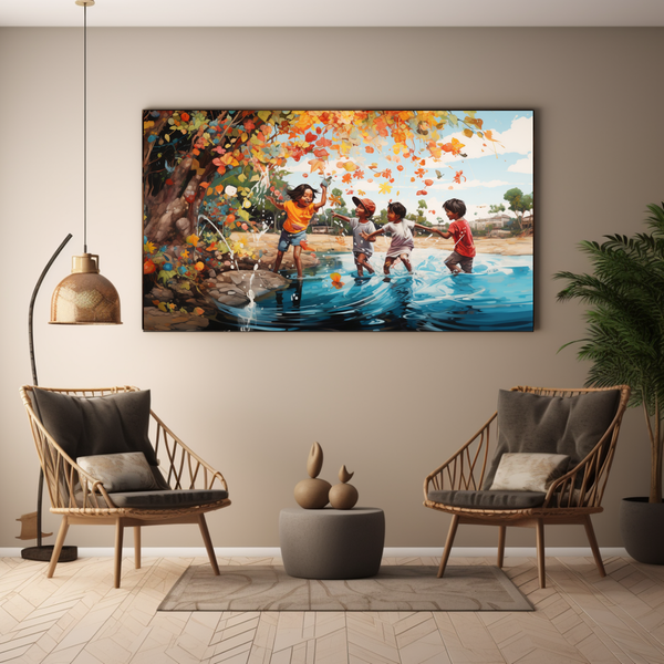 Canvas Wall Art - Waterfront Whimsy Graffiti - BK0205