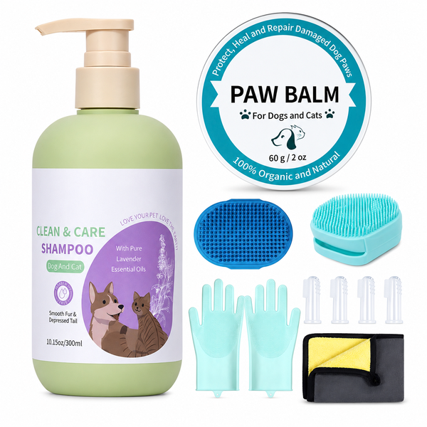 Lavender Fragrance Clean &amp; Care Shampoo 300ml &amp; Paw Balm For Dogs and Cats