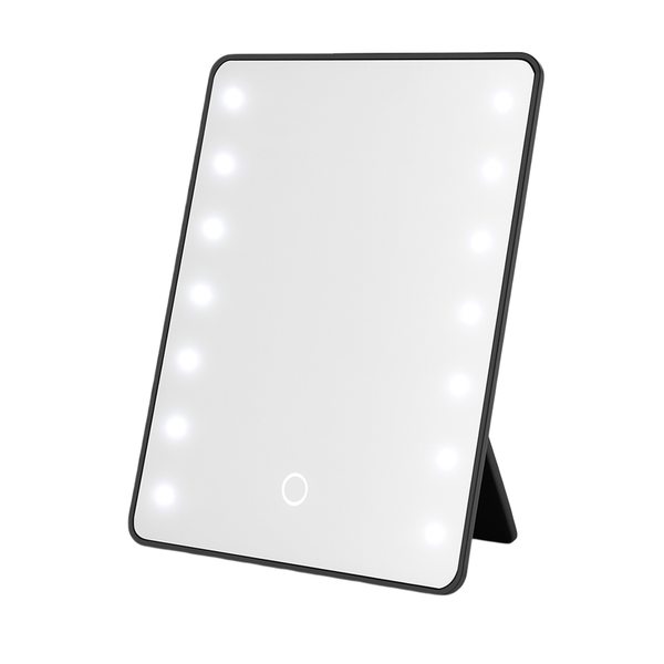 16 LED Makeup Mirror - Touch Screen, Black, Portable