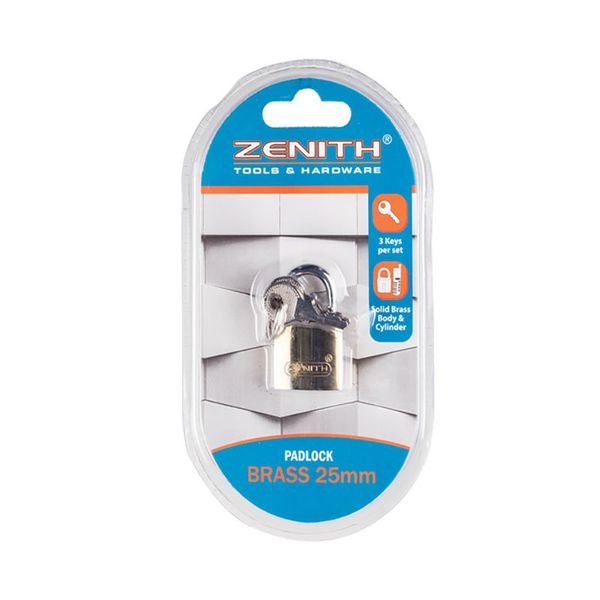 Padlock - Household Accessories - Brass - 3 Keys - 25 mm - 8 Pack