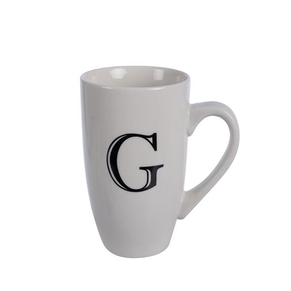 Mug - Household Accessories - Ceramic - Letter G Design - White - 4 Pack