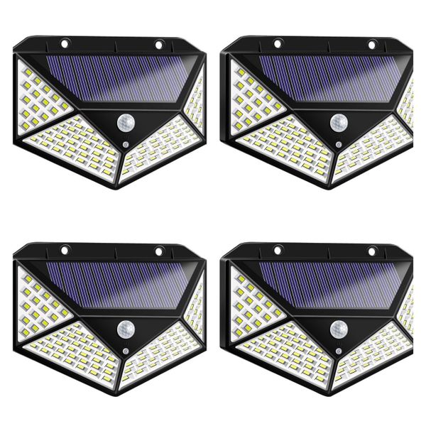 100 LED Solar Motion Wall Lights - 4 Pack