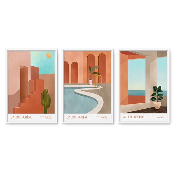 Cape Art Framed Canvas 3 Piece 40x60cm Moroccan Modernist