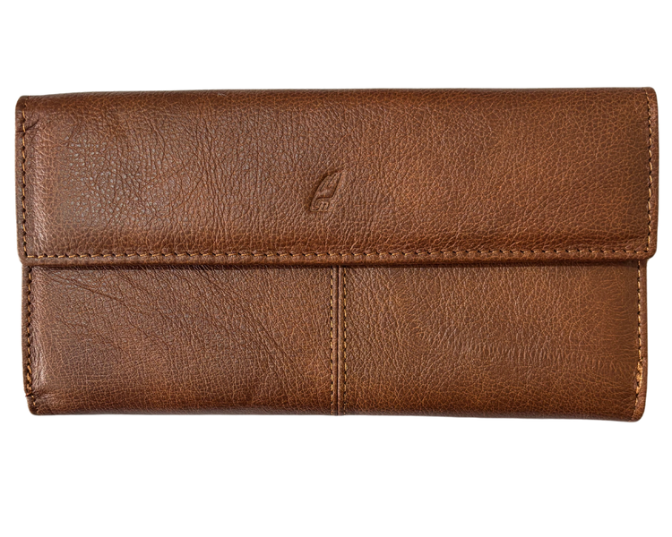 Camel Mountain Genuine Leather Foldable Wallet Purse for Women