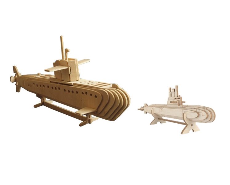 Submarine Set, Boat Ship 3D Puzzle Wooden 3D Model by Everything Laser