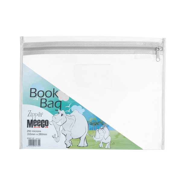 Meeco Book Bag with Zip Closure - White Piping