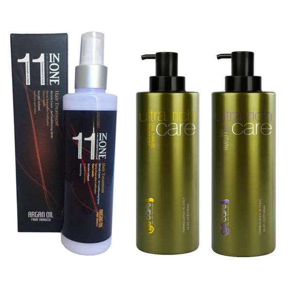 Argan and GoCare Triple Pack ( Sulfate-Free Shampoo, Conditioner, 11 In One)