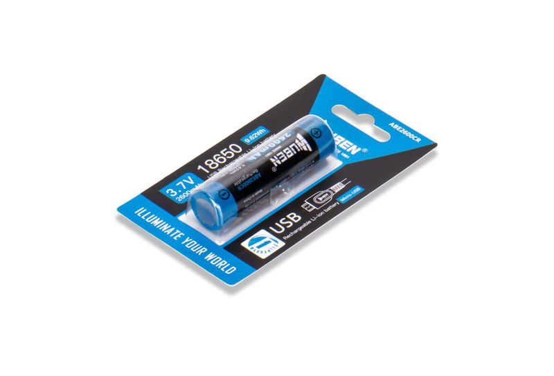 Wuben 18650 2600 mAh rechargeable Li-ion battery with Micro-Usb Port