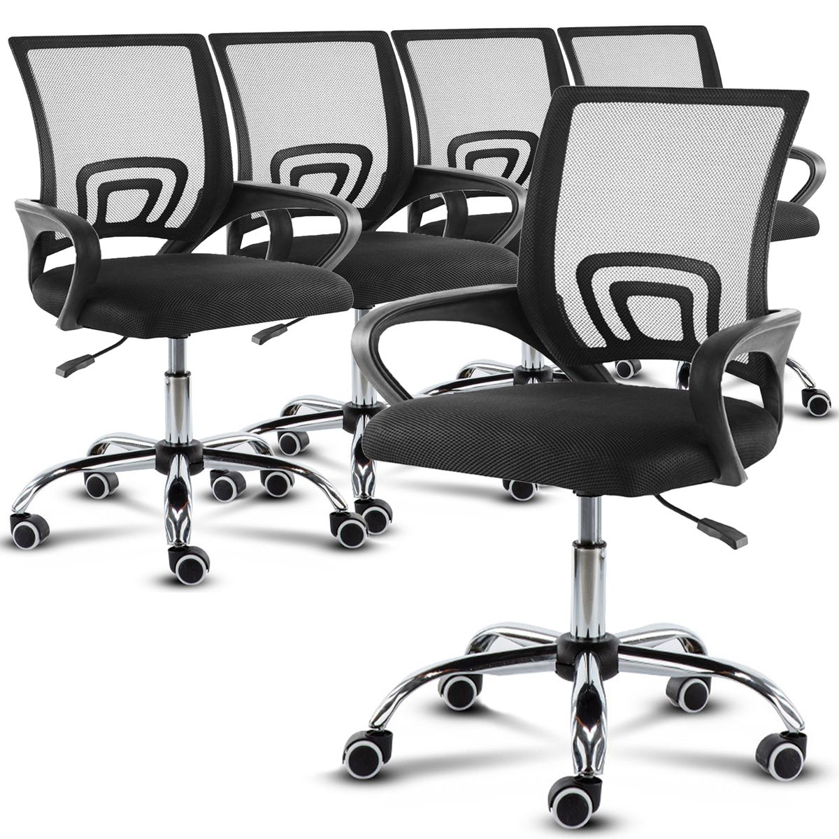 5 Pcs Office Chairs Set Mid Back Chairs Ergonomic Computer Chairs ...