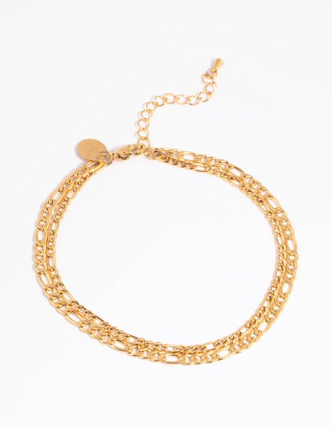 Gold Plated Stainless Steel Figaro Chain Anklet