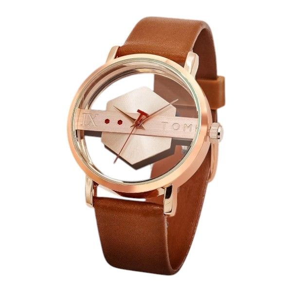 TOMI - Quartz Men's Watch With Clear Face Design - Brown