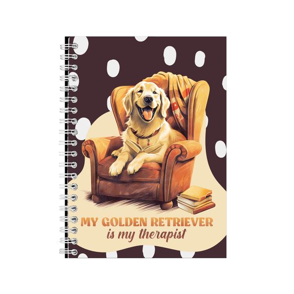 GR Therapist A5 Notebook Spiral Lined Golden Retriever Graphic Notepad 109