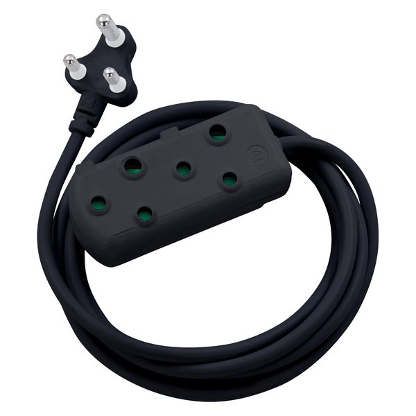 Switched 10m SBS Extension Cable/Cord/Lead Multiplug | Heavy Duty | Black
