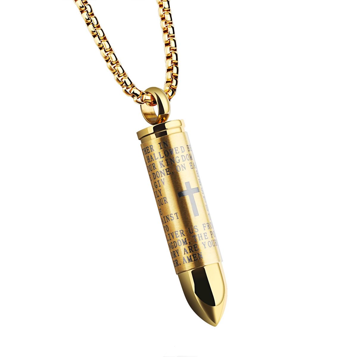 Gold Our Father Bullet Necklace (NL-GX1137-GO) | Shop Today. Get
