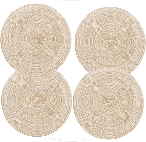 Round Placemats for Dining Table, Woven Kitchen Table Mats Diameter 15 inch