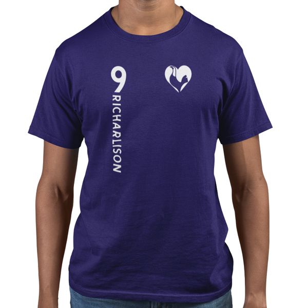 BUFFTEE Richarlison9 Heart Spurs Totenham Home Jersey Style Tee Striker Blu