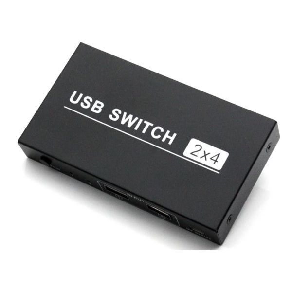 USB 2.0 Sharing Switch Box 2 x 4 USB Hub Splitter Adapter