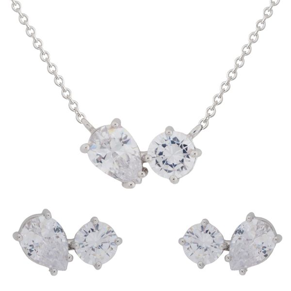 Stella Luna Juliette Jewellery Set- Clear Crystal Silver