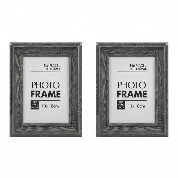 No Place Like Home Charcoal Grey Wooden Picture Frame 13x18cm - 2 Pack