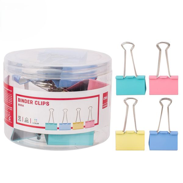 Deli Colour Fold Back Clips - 51mm (Tub of 12)