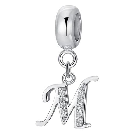 925 Sterling Charm With Letter 'M' For Bracelet & Necklace - Silver Image