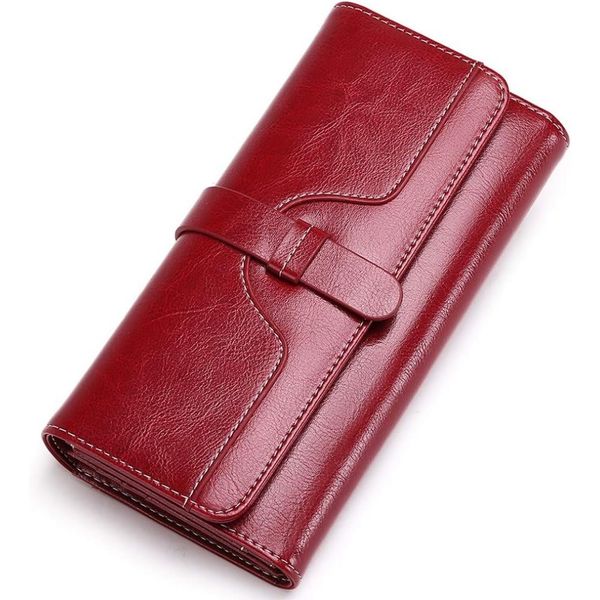 IPSTYLE Women Wallets Leather with Blocking Trifold Credit Card Holder