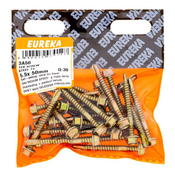 EUREKA Tek Screw Hex Head Coarse Thread 5.5 x 50mm Q:30 3A50