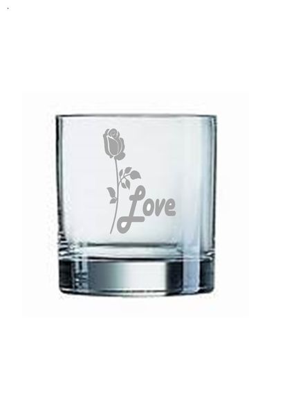 Love Rose - Etched Whiskey Glass - Set of 2