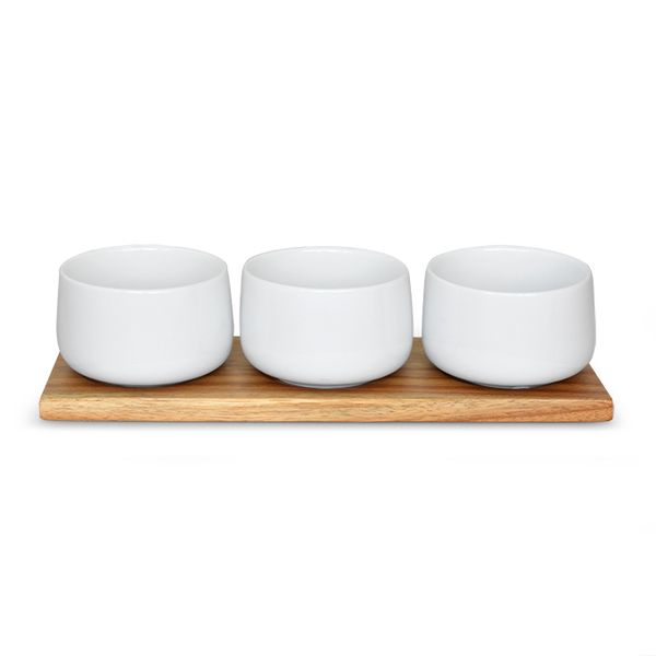 Eetrite 3 Mini Bowls On Wooden Tray