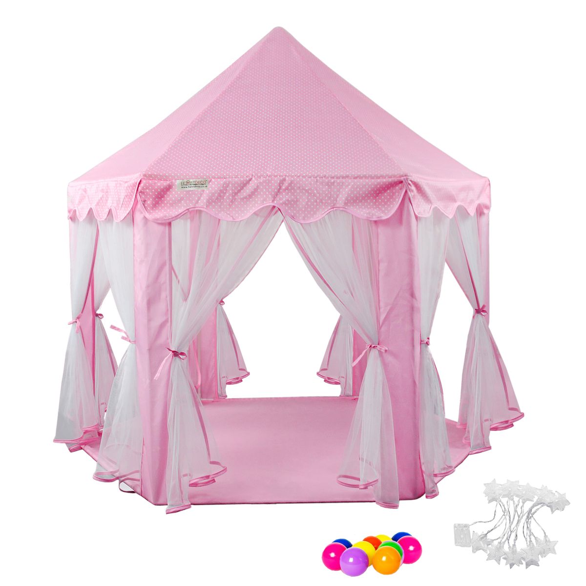 Heartdeco Kids Playing Castle Tent Playhouse with LED Light String