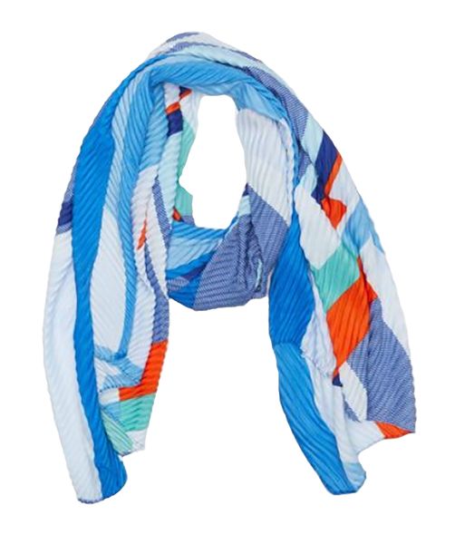 UB Creative Multi Colour Geometric Print Scarf - Blue