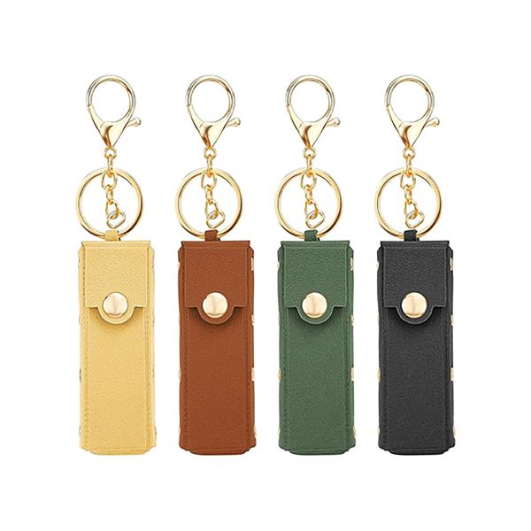 4 Piece Lipstick Holder Keychain Mini PU Leather Chapstick Bags For Women