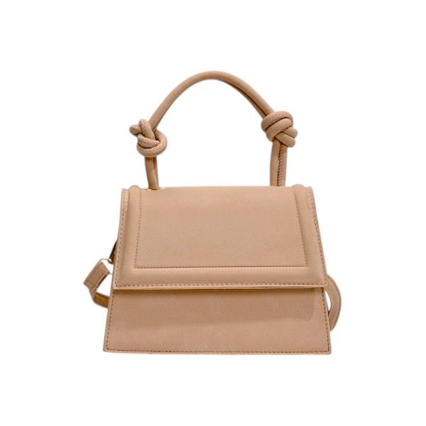 Knotted Top Handle Mini Crossbody Bag With Detachable Strap - Dark Nude
