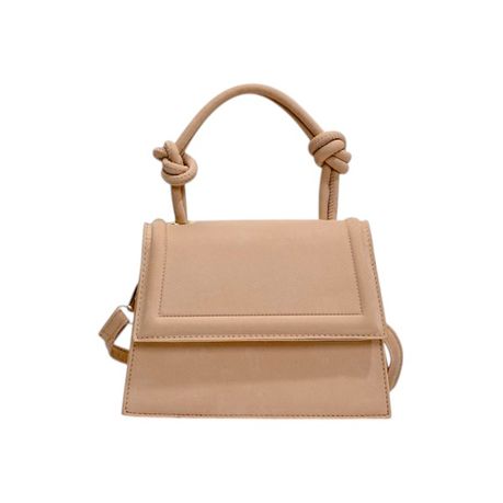 Knotted Top Handle Mini Crossbody Bag With Detachable Strap - Beige Image