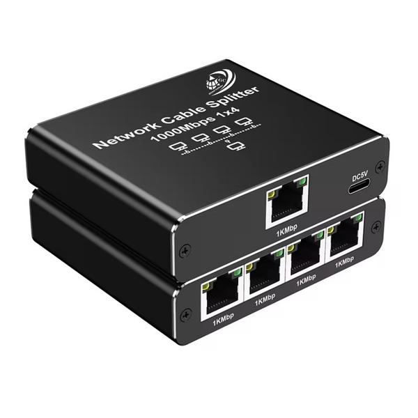 Gigabit Ethernet Splitter 1 to 4 RJ45 Network Adapter-1000Mbps 1x4 Splitter