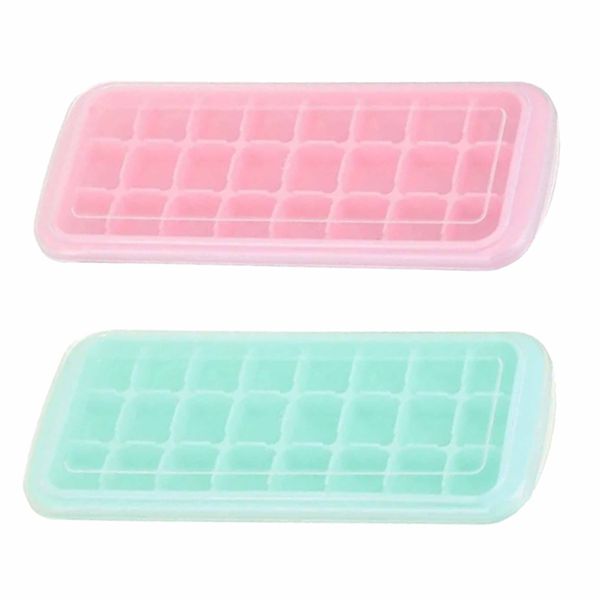 MyKitchen Bundle Pack of 2 24 Ice Cube Molds Silicone Ice Trays With Lids