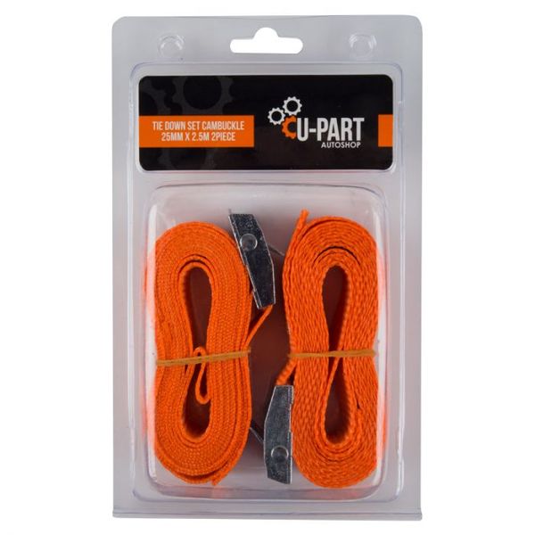 U-Part - Tie Down Set Cambuckle 25mm 2.5M 2Piece - 2 Pack