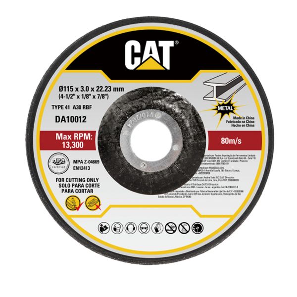 CAT Depressed Metal Cut Wheel 115mm x 3.0mm X 22.23mm 10 piece