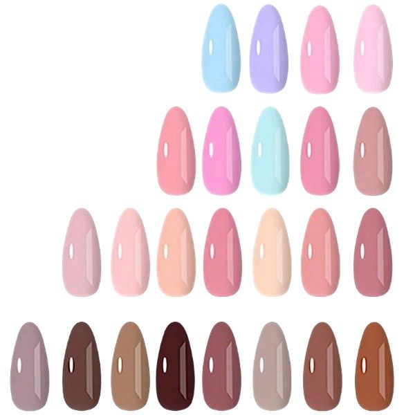 576 Piece Mixed Colour Almond Press-On Nail Tips Set