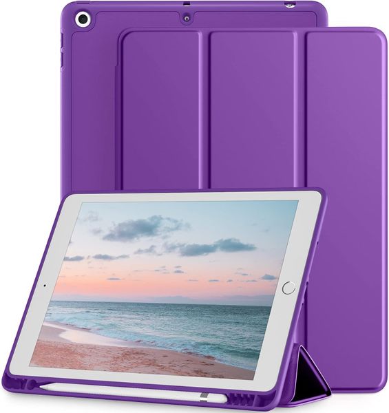 Stylish Flip Protective Foldable Case Compatible For iPad 10.2 Inch- Purple