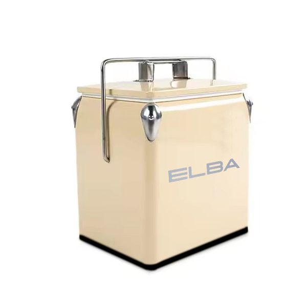 Elba 13L Metal Cooler Box - Retro Design with Handle and Bottle Opener