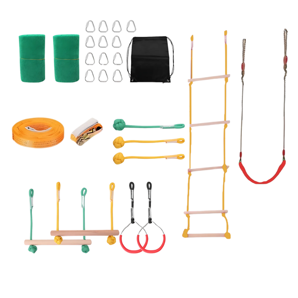 Arfast-9-in-One 26 Pieces Ninja Warrior Obstacle Course Kits for Kids